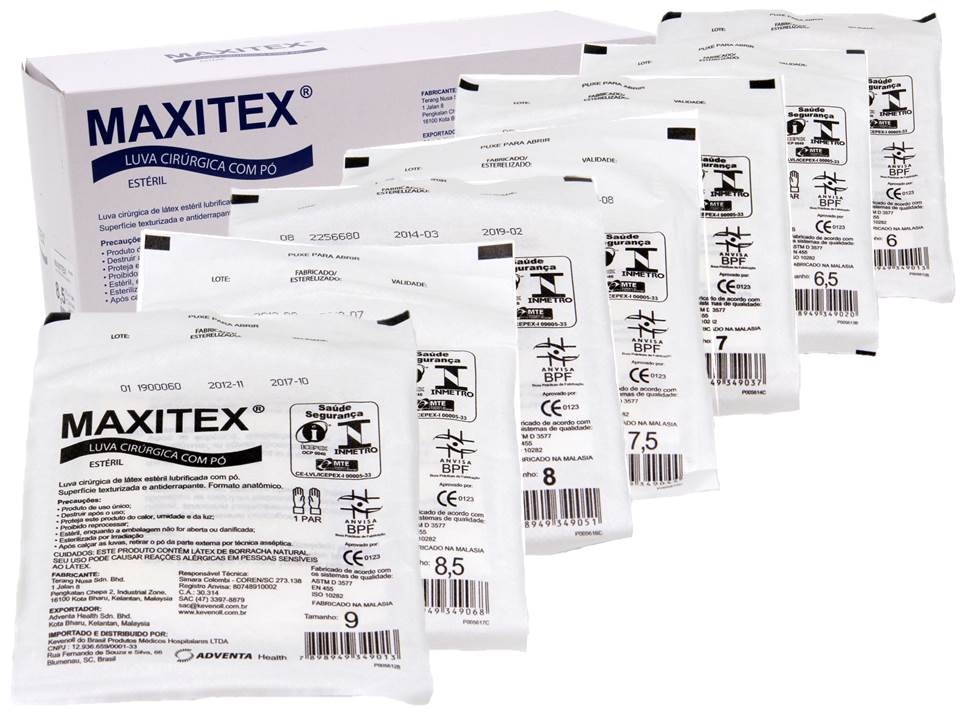 Produto Maxitex luva cirúrgica com pó