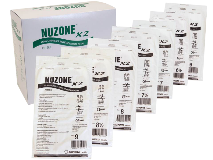 Produto Nuzone X2 luva cirúrgica sintética isenta de pó