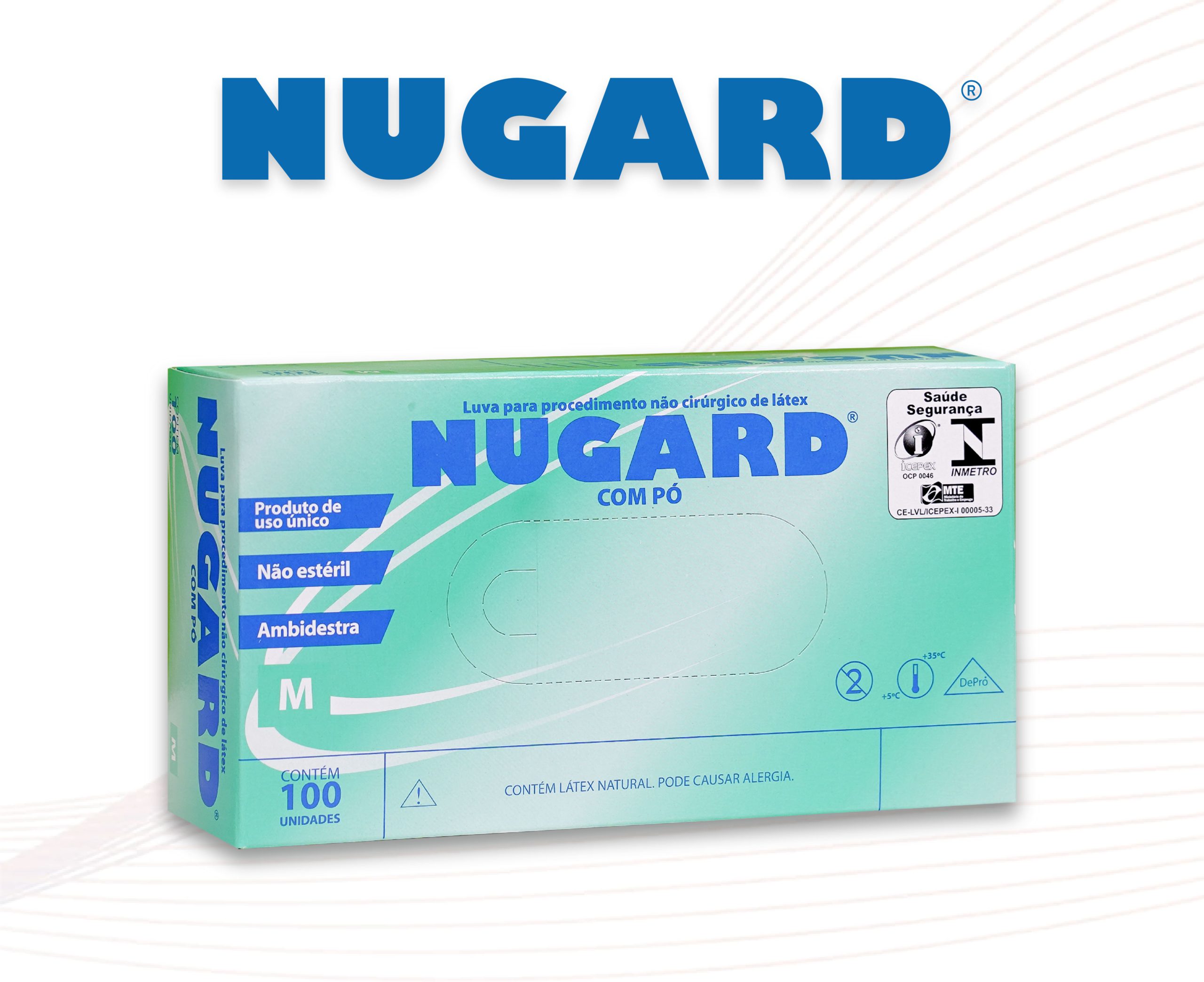 Luvas de Procedimento NUGARD – não cirúrgica, látex, com pó